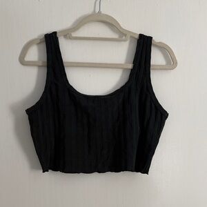 Aerie Black Ribbed Crop Top